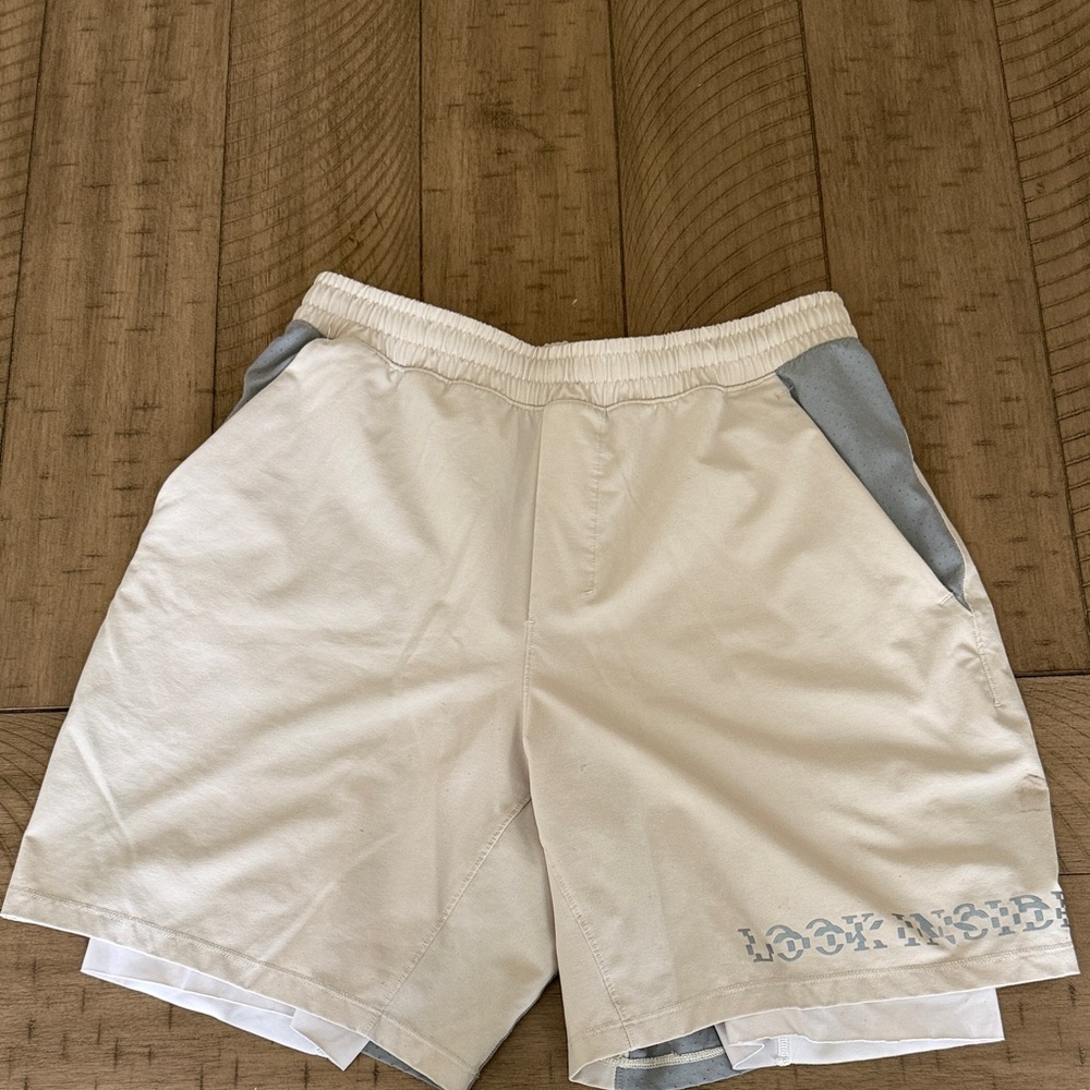 Lululemon Beige and Gray Athletic Shorts